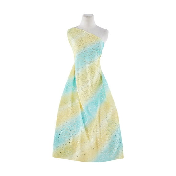 Zelouf Ana Ombre Floral Lace , Sewing, DIY, Crafts Fabric by the Yard, Aqua/yellow, 1 Yard