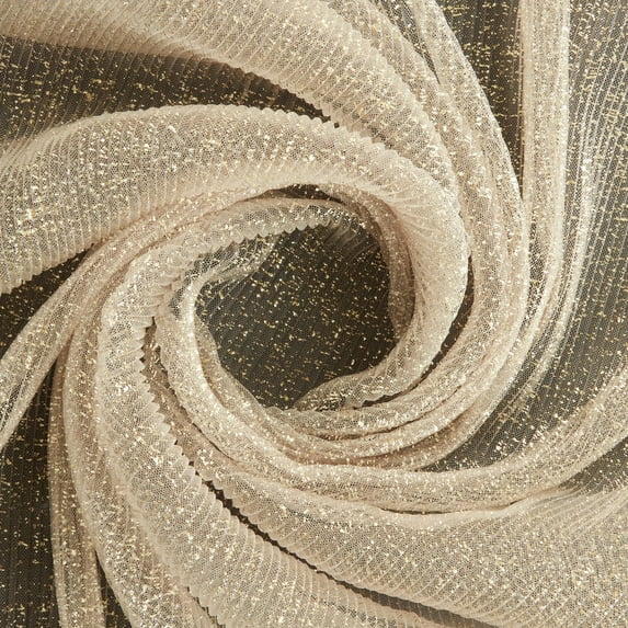 Zelouf Angela Foil Pleated Mesh , Sewing, DIY, Crafts Fabric by the Yard, Dusty Taupe, 3 Yard