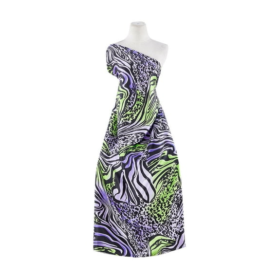 Zelouf Animal Print On Charmeuse , Sewing, DIY, Crafts Fabric by the Yard, Grape/avocado, 5 Yard