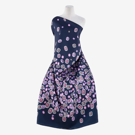 Zelouf Anna Gem Border Mikado , Sewing, DIY, Crafts Fabric by the Yard, Black/rose, 3 Yard