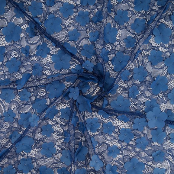 Zelouf Annabelle 3D Flowers On Lace , Sewing, DIY, Crafts Fabric by the Yard, Baroque Teal, 3 Yard