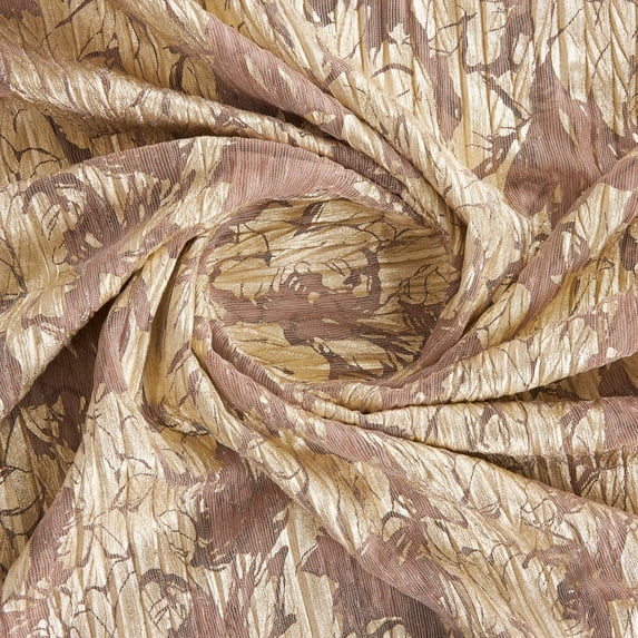 Zelouf Ansel Foil Pleated Lurex Mesh , Sewing, DIY, Crafts Fabric by the Yard, Blush/gold, 3 Yard