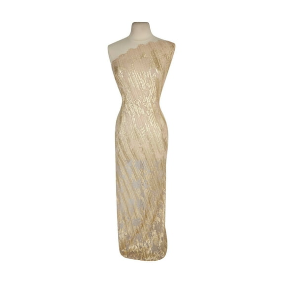 Zelouf Ansel Foil Pleated Lurex Mesh , Sewing, DIY, Crafts Fabric by the Yard, Gold/gold, 1 Yard