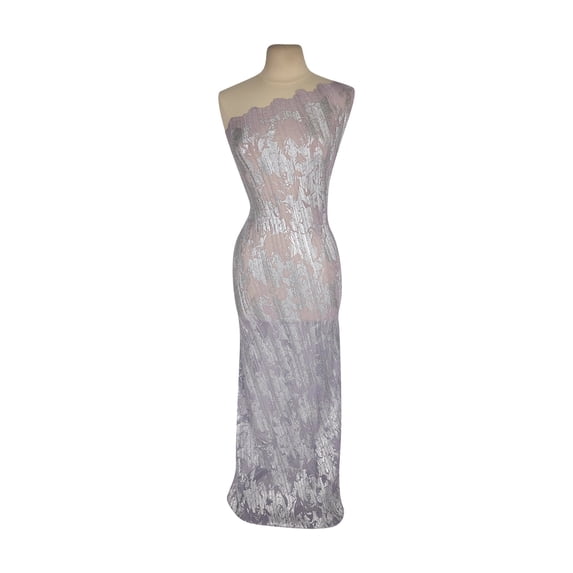 Zelouf Ansel Foil Pleated Lurex Mesh , Sewing, DIY, Crafts Fabric by the Yard, Lavender/silver, 3 Yard