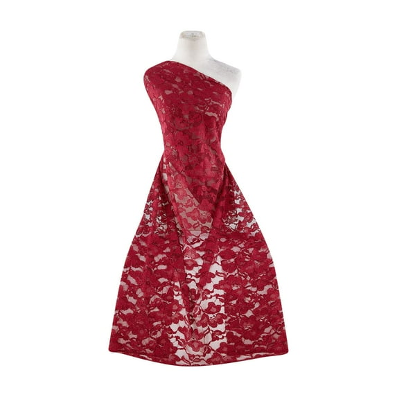 Zelouf Ash Lace W/all Over Glitter , Sewing, DIY, Crafts Fabric by the Yard, Ruby Obsession, 1 Yard
