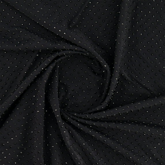 Zelouf Audra Hot Fix Stones On Knit , Sewing, DIY, Crafts Fabric by the Yard, Black/obsidian, 10 Yard