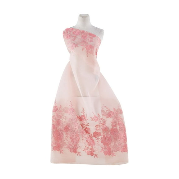 Zelouf Bare Flowers On 3D Mesh , Sewing, DIY, Crafts Fabric by the Yard, Lt Coral/coral, 3 Yard