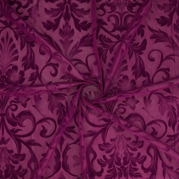 Zelouf Baroque Mirror Chenille Burnout , Sewing, DIY, Crafts Fabric by the Yard, Burgundy, 1 Yard