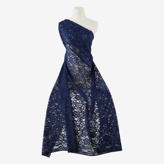 Zelouf Beatrice Floral Lace , Sewing, DIY, Crafts Fabric by the Yard, Navy Allure, 7 Yard