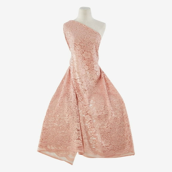 Zelouf Beatrice Floral Sequin Lace , Sewing, DIY, Crafts Fabric by the Yard, Apricot Allure, 3 Yard