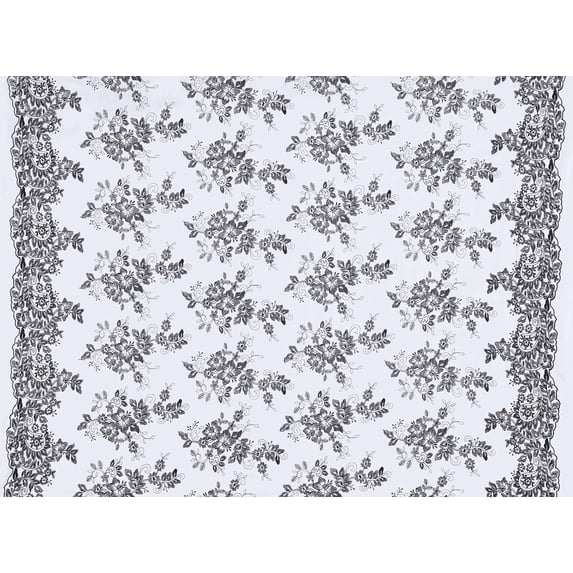 Zelouf Betsy Floral Embroidered Poplin , Sewing, DIY, Crafts Fabric by the Yard, White/black, 3 Yard