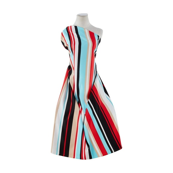 Zelouf Biadere Stripe On Ottoman  , Sewing, DIY, Crafts Fabric by the Yard, 234 Ltblue/red, 20 Yard