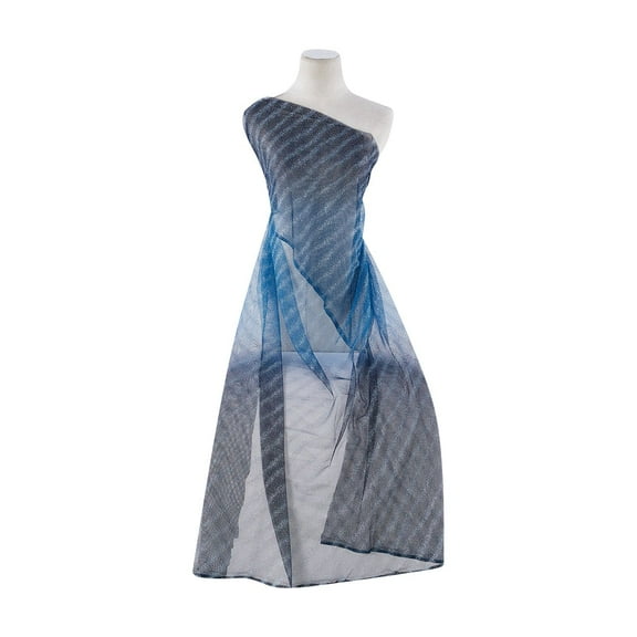 Zelouf Bias Glitter On Double Ombre [#4307]  , Sewing, DIY, Crafts Fabric by the Yard, Lagoon Frost, 3 Yard