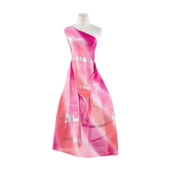 Zelouf Bias Ombre W/foil On Mjc , Sewing, DIY, Crafts Fabric by the Yard, Pink/coral/plum, 10 Yard