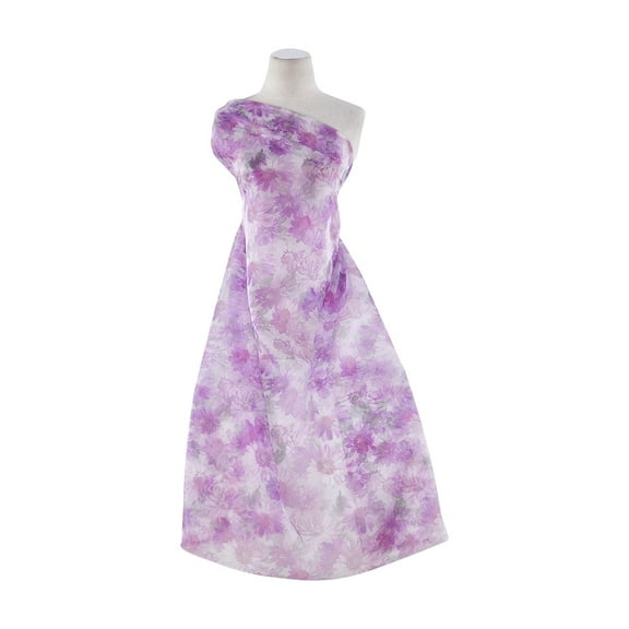 Zelouf Big Flowers On Crystal Organdy , Sewing, DIY, Crafts Fabric by the Yard, Purple, 3 Yard