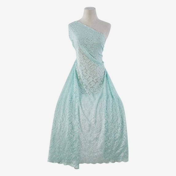 Zelouf Blaire One Tone Glitter Lace , Sewing, DIY, Crafts Fabric by the Yard, Dazzling Mint/sil, 50 Yard