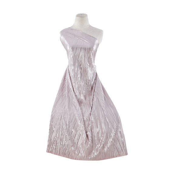 Zelouf Bodre Foil With Bias Pleating , Sewing, DIY, Crafts Fabric by the Yard, Le'blush/silver, 7 Yard