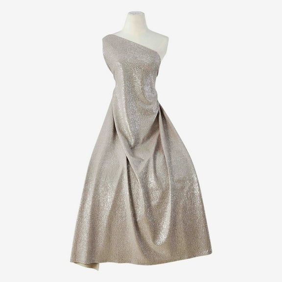 Zelouf Brightly Textured Foil Knit  , Sewing, DIY, Crafts Fabric by the Yard, Taupe/silver, 20 Yard