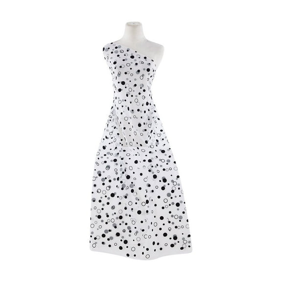 Zelouf Bubble Flocked Dot Tulle  , Sewing, DIY, Crafts Fabric by the Yard, White/blk, 5 Yard