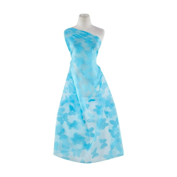 Zelouf Butterfly Burnout Organza , Sewing, DIY, Crafts Fabric by the Yard, Turq Punch, 10 Yard
