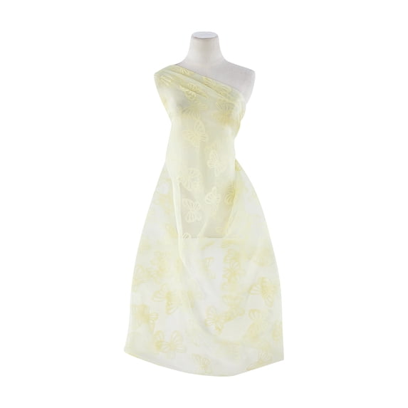 Zelouf Butterfly Burnout Organza , Sewing, DIY, Crafts Fabric by the Yard, Yellow Punch, 5 Yard