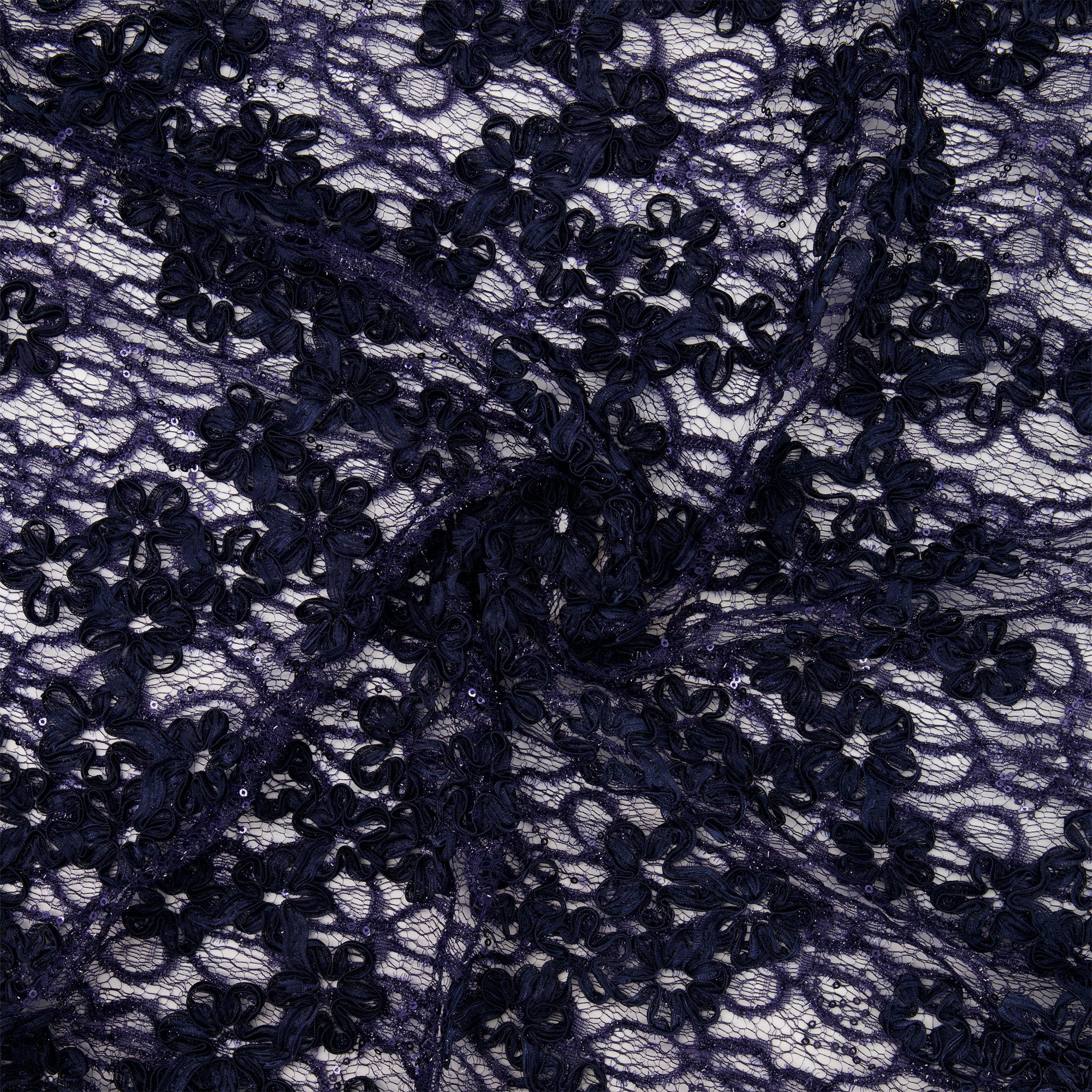 Zelouf Caen Ribbon Soutache Eyelash Lace  , Sewing, DIY, Crafts Fabric by the Yard, Baroque Navy, 10 Yard