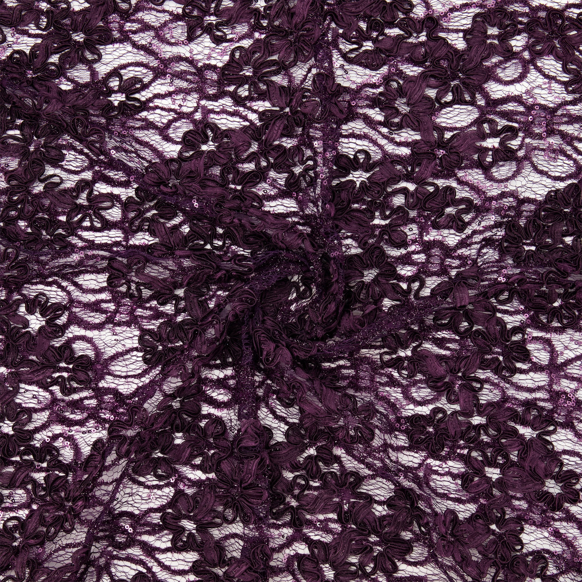 Zelouf Caen Ribbon Soutache Eyelash Lace  , Sewing, DIY, Crafts Fabric by the Yard, Baroque Plum, 10 Yard