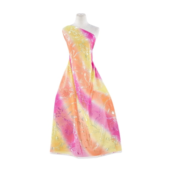 Zelouf Calligraphy Stroke Foil On Matte Jersey Chiffon , Sewing, DIY, Crafts Fabric by the Yard, Strawbery Tonic, 5 Yard