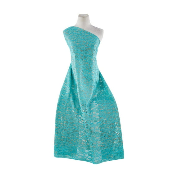 Zelouf Carmen Floral Sequin Lace , Sewing, DIY, Crafts Fabric by the Yard, Teal Drama/gold, 20 Yard