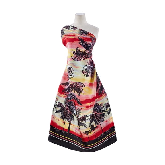 Zelouf Carnival Print On Dull Side  , Sewing, DIY, Crafts Fabric by the Yard, 895 Coral/blk, 3 Yard