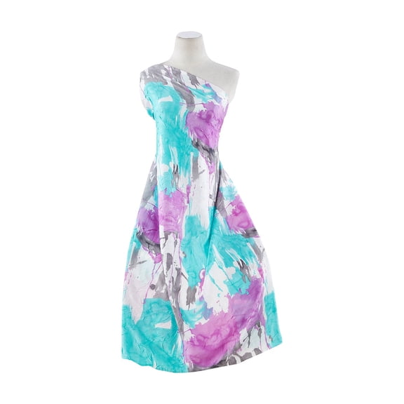 Zelouf Carnival Print  W/crinkled  , Sewing, DIY, Crafts Fabric by the Yard, 469 Jade/orchid, 5 Yard