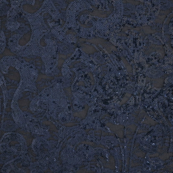 Zelouf Carrie Sequins Lace Mesh , Sewing, DIY, Crafts Fabric by the Yard, Perfect Navy, 10 Yard