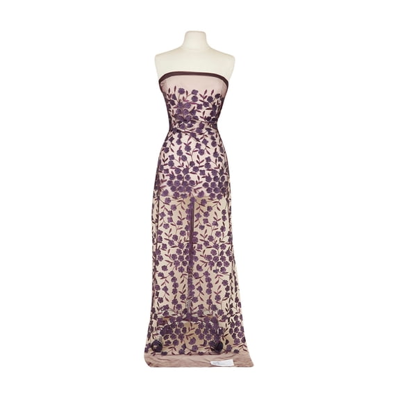 Zelouf Caryn 3D Flower Embroidery Mesh , Sewing, DIY, Crafts Fabric by the Yard, Mulberry, 20 Yard