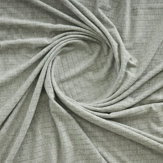 Zelouf Catalina Ribbed Sweater Knit , Sewing, DIY, Crafts Fabric by the Yard, Heather Grey, 1 Yard