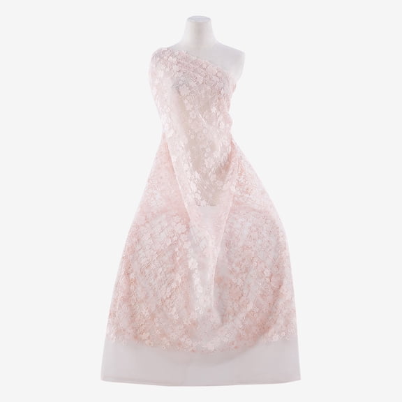 Zelouf Catherine All Over 3D Flower Embroidery Mesh , Sewing, DIY, Crafts Fabric by the Yard, Blush Allure, 3 Yard