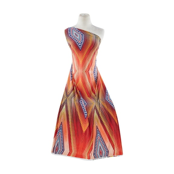 Zelouf Charlotte Tribal Chevron Print Ity , Sewing, DIY, Crafts Fabric by the Yard, 384 Chrry/tngrn, 3 Yard