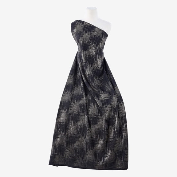 Zelouf Charm Two Tone Foil Print Texture Knit , Sewing, DIY, Crafts Fabric by the Yard, Black/gs, 1 Yard