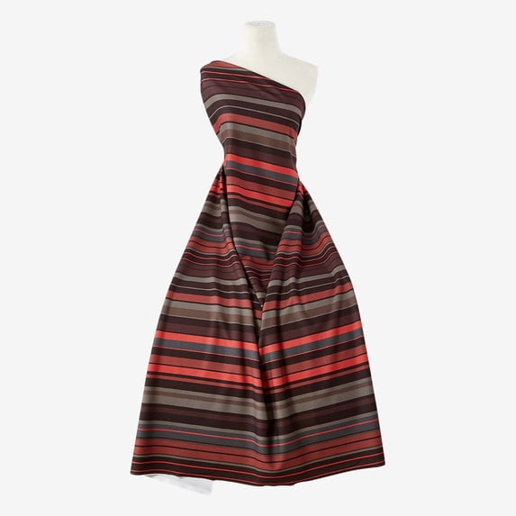 Zelouf Chelsea Stripe Print Scuba Crepe , Sewing, DIY, Crafts Fabric by the Yard, Red/taupe, 3 Yard