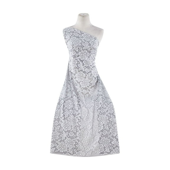 Zelouf Cheri 2 Tone Lace  , Sewing, DIY, Crafts Fabric by the Yard, Feather Ash/ivory, 3 Yard