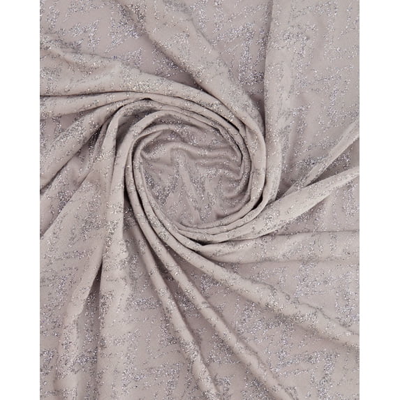 Zelouf Chevron Glitter On Slinky Knit , Sewing, DIY, Crafts Fabric by the Yard, Winter Mist/silver, 10 Yard