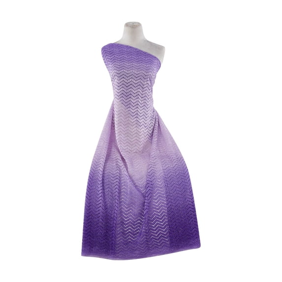Zelouf Chevron Lace With Ombre And Roller Glitter , Sewing, DIY, Crafts Fabric by the Yard, Purple/lilac/purple, 3 Yard