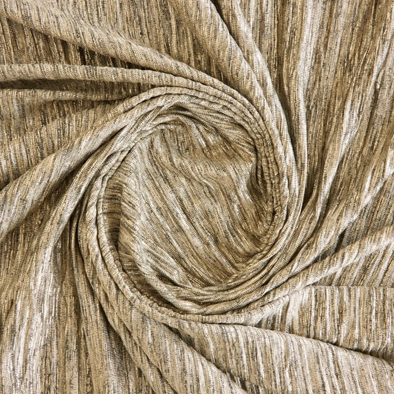 Zelouf Cindy Crushed Foil Knit , Sewing, DIY, Crafts Fabric by the Yard, Sand/gold, 1 Yard