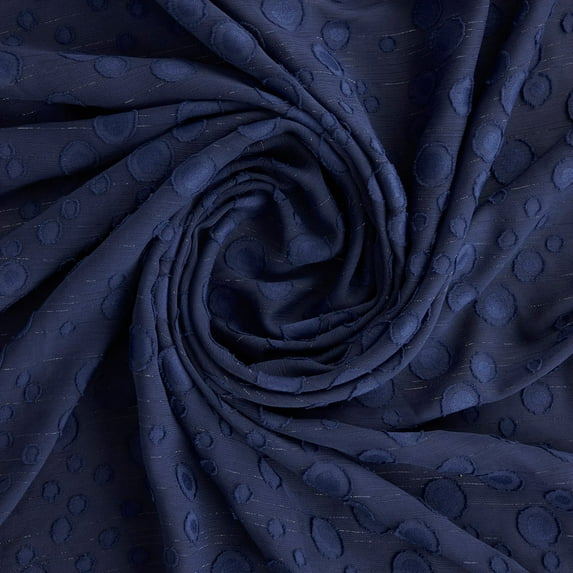 Zelouf Circle Jrq Lurex Chiffon , Sewing, DIY, Crafts Fabric by the Yard, Dazzling Navy, 10 Yard