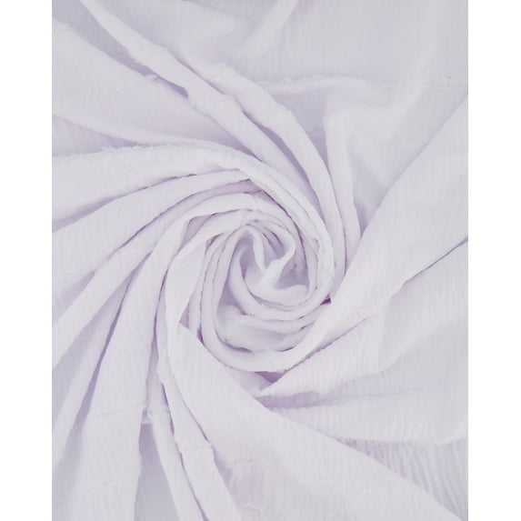 Zelouf Clipped Stripe Washer Poly , Sewing, DIY, Crafts Fabric by the Yard, White Flower, 1 Yard