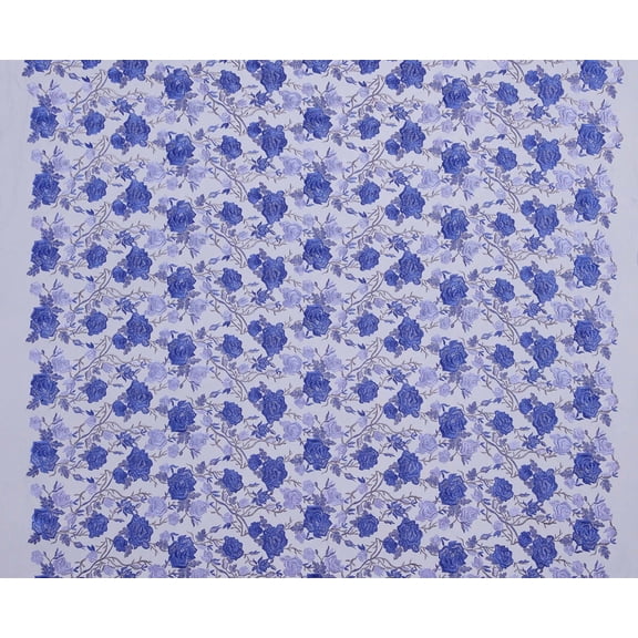 Zelouf Coco Lace Embroidery Flower  , Sewing, DIY, Crafts Fabric by the Yard, Cobalt Combo, 7 Yard
