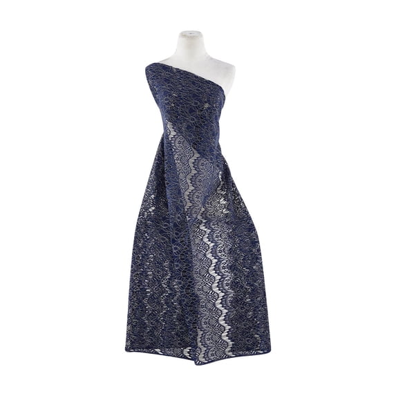 Zelouf Coco Night Metallic Corded Lace , Sewing, DIY, Crafts Fabric by the Yard, Majestic Navy, 1 Yard