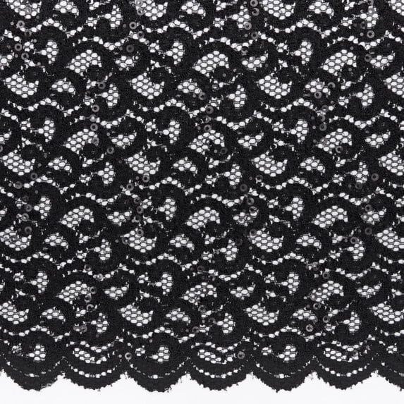 Zelouf Colette Trans Scallop Lace , Sewing, DIY, Crafts Fabric by the Yard, Black, 3 Yard