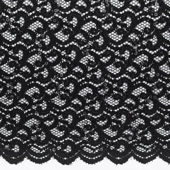 Zelouf Colette Trans Scallop Lace , Sewing, DIY, Crafts Fabric by the Yard, Black, 5 Yard
