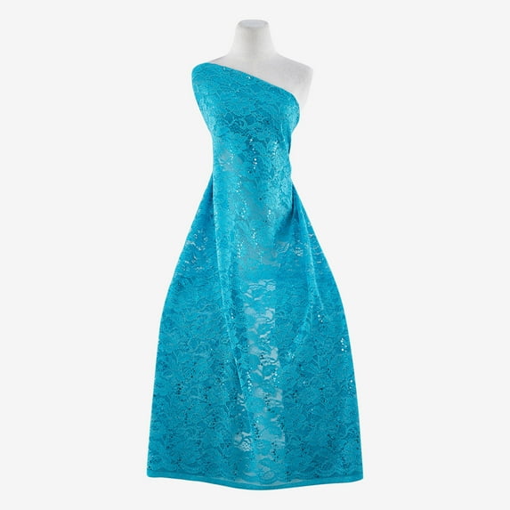 Zelouf Cool Breeze Trans Glitter Lace , Sewing, DIY, Crafts Fabric by the Yard, Turquoise Bliss, 7 Yard