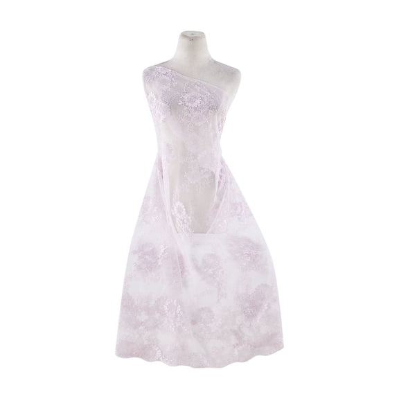 Zelouf Cord Emb Double Border On Tulle Scallop Cut , Sewing, DIY, Crafts Fabric by the Yard, Lavender, 3 Yard